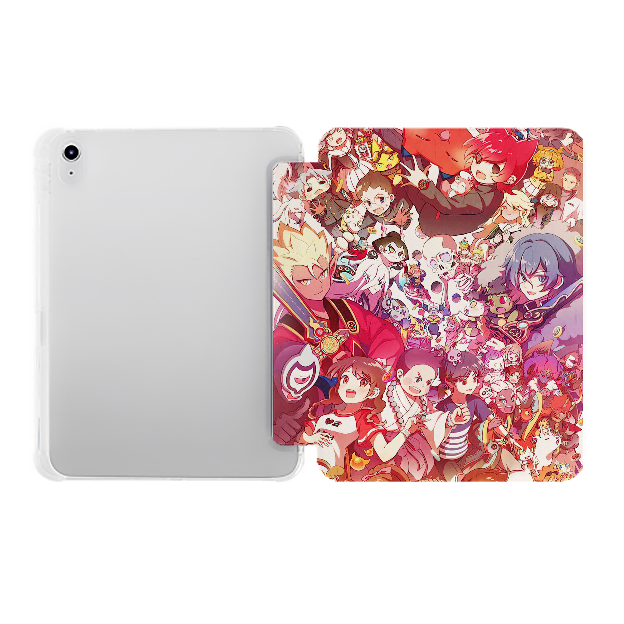 （画像用） 妖怪ウォッチ Yo-kai Watch IPad ケース ペン収納付き 三つ折りスタンド PUレザー×シリコン 対応機種9.5/10.5/10.9インチ